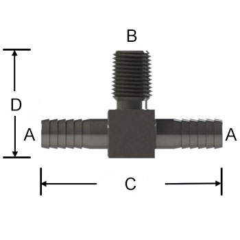 1/2 Inch Barbed Push Lock T-Fitting With 1/8-27 NPT Sensor Port – 304 Stainless Steel