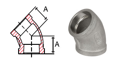 Pipe Fitting Stainless Steel Socket Weld Pipe 45 Degree Elbows 150 PSI