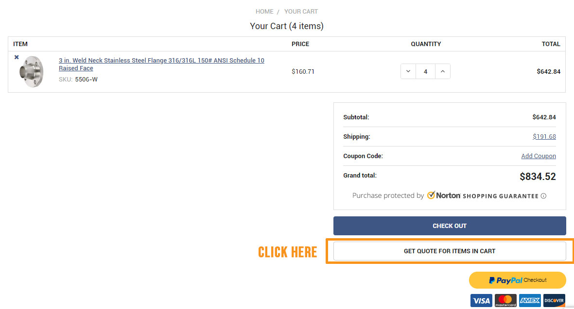 Request a Quote Screen - Sign in Register